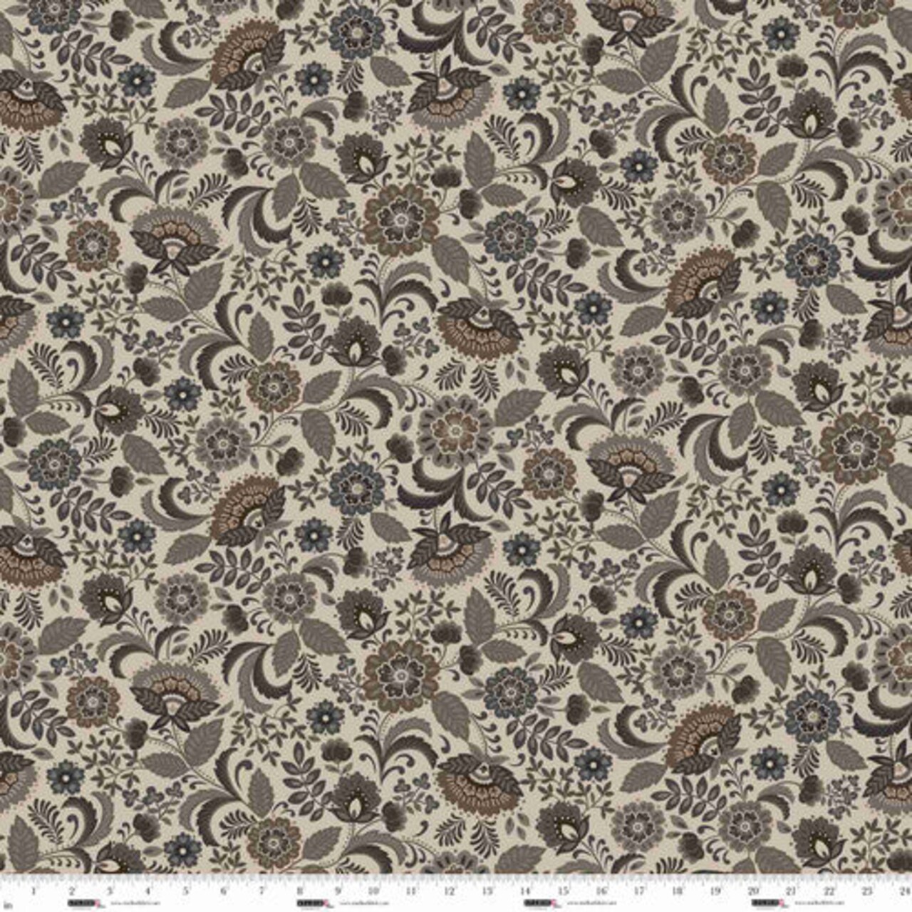 Fabric Studio E Latte Bohemian Floral Field of Seams: Bittersweet by the Quarter Yard 8547-34